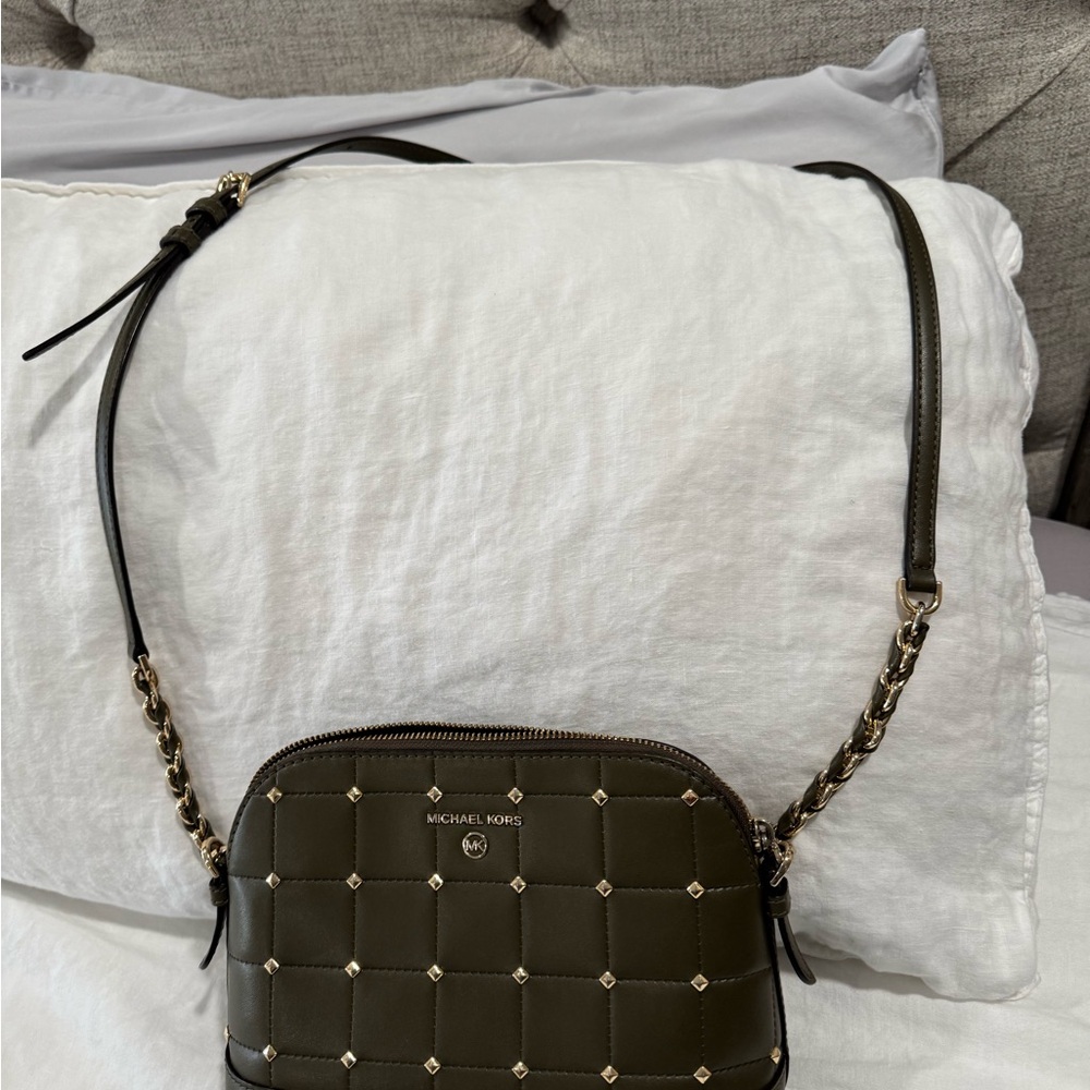 Michael Kors Green Studded Crossbody Bag